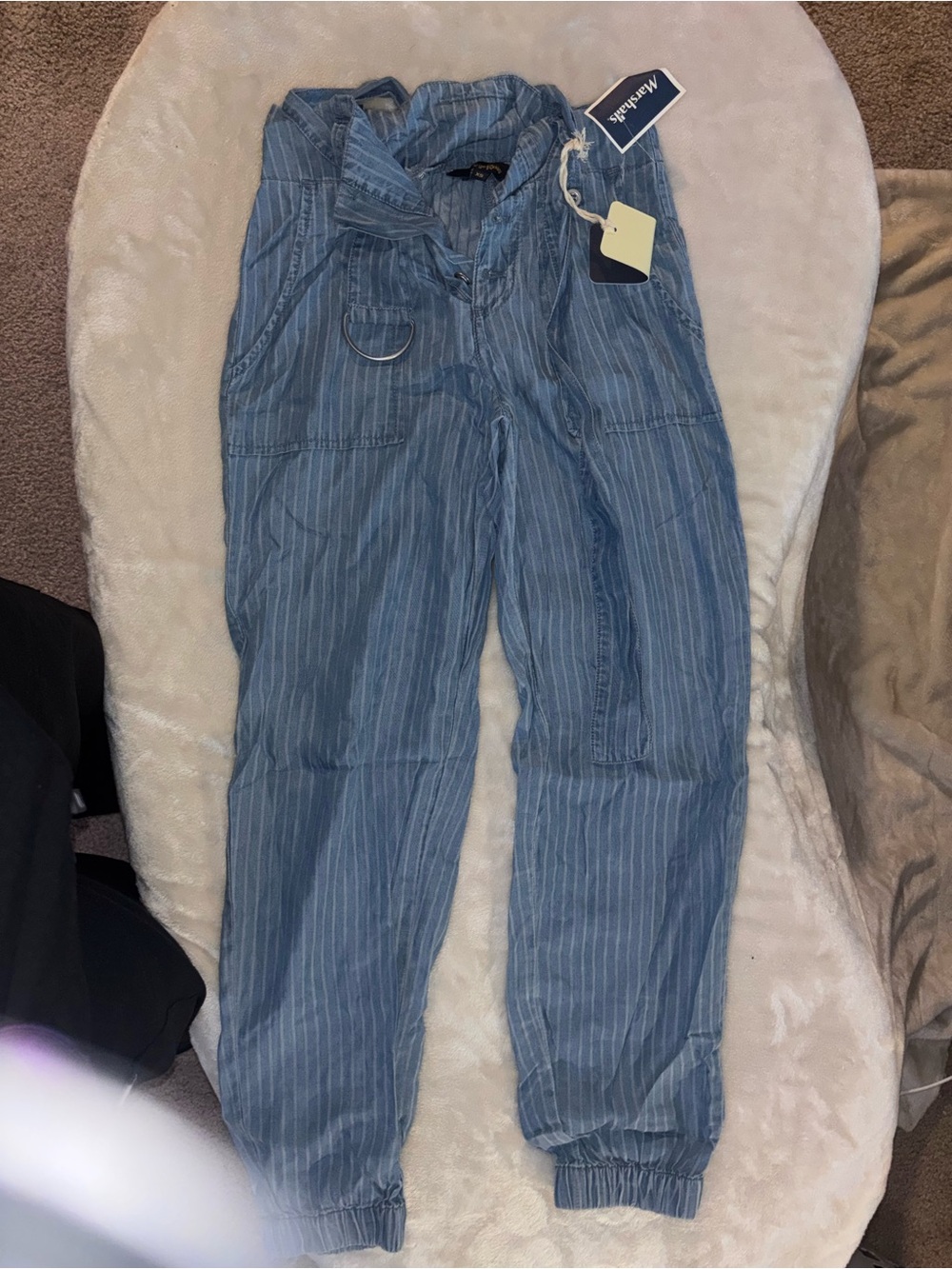 Indigo Rein Blue Striped Utility Jogger Pants